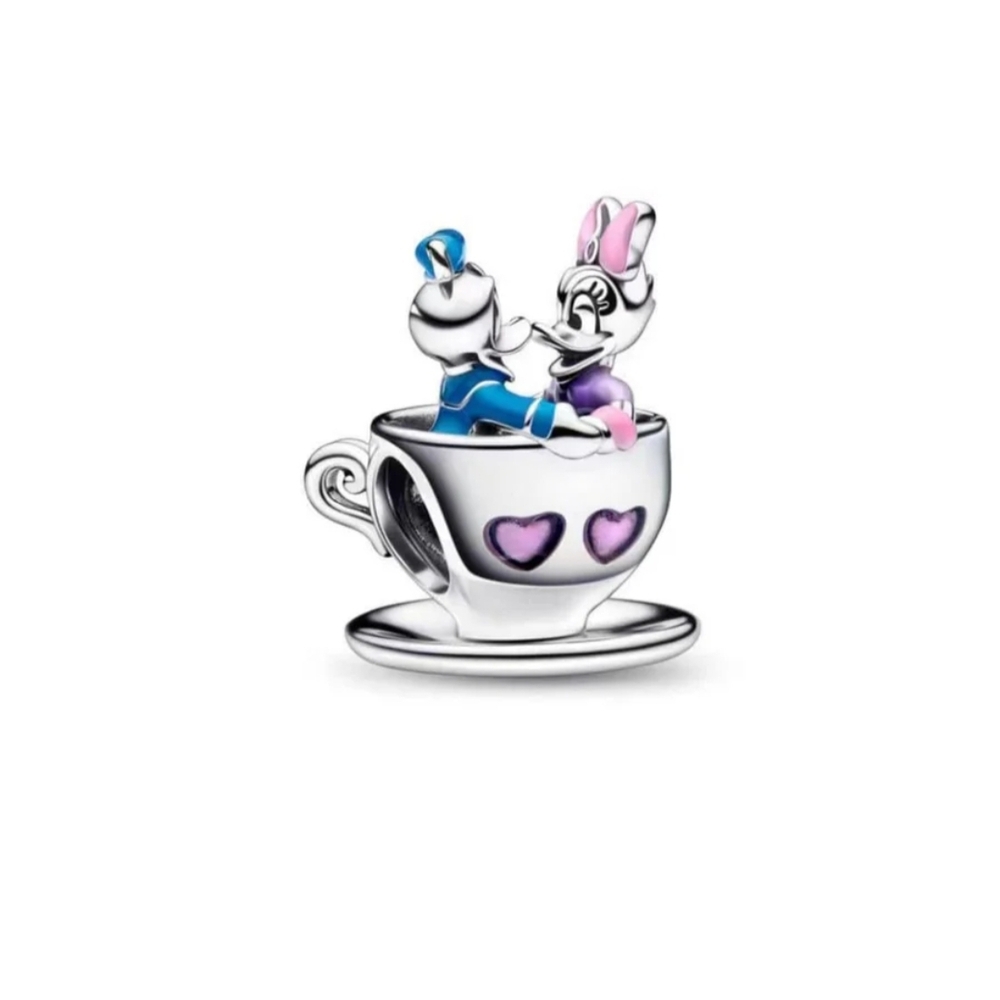 Disney Teacup Charm with Donald and Daisy